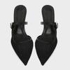 Fashion pointed toe air-mesh high heels slippers women sexy lace thin heel party shoes ankle belt lace mules shoees woman flip flops