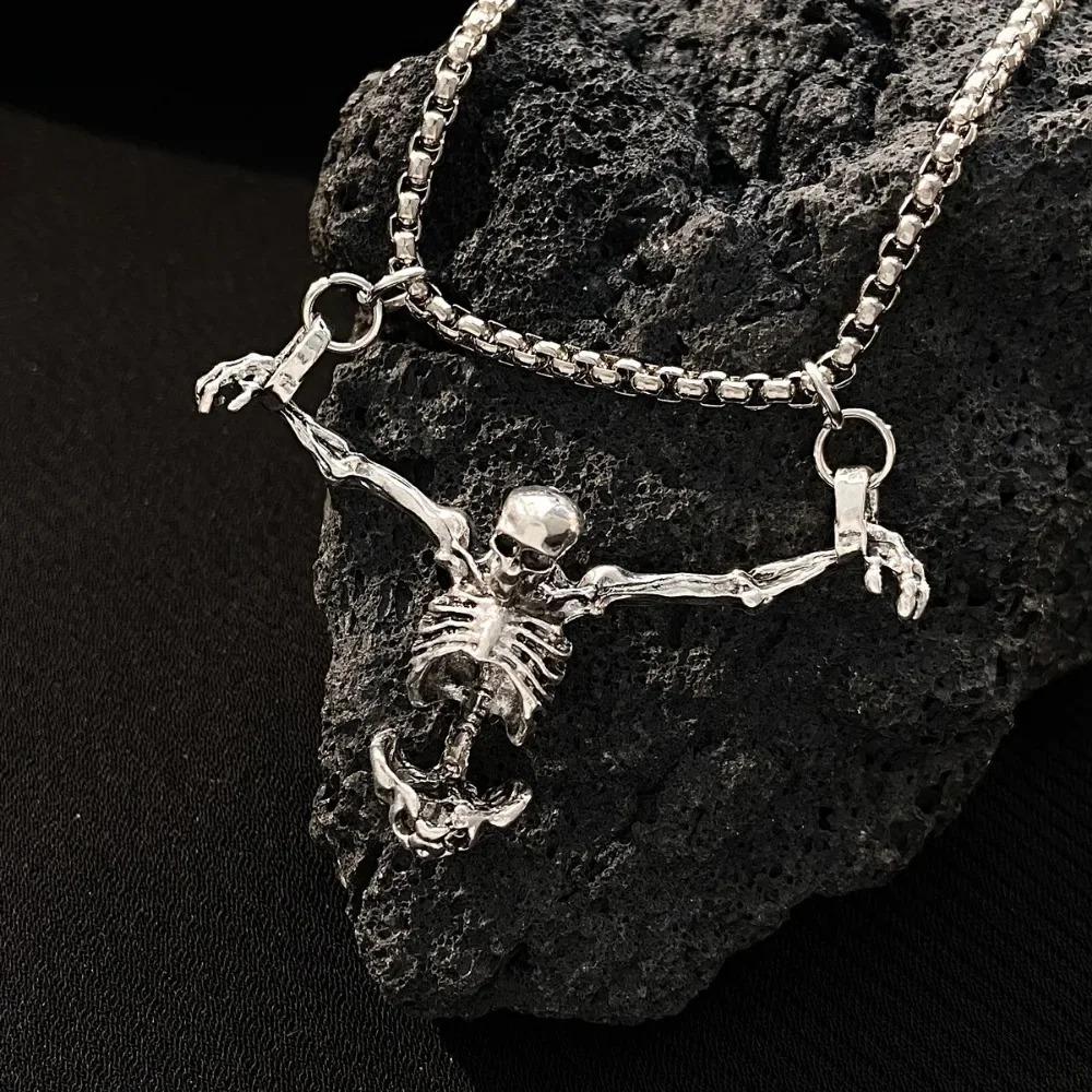 Punk Hip Hop Skull Pendant Necklace for Men Women Vintage Gothic Punished Man Design Fashion Hip Hop Jewelry