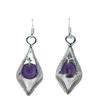 Silver Zircon Teardrop Rhombus Dangle Earrings for Women - West Lake Beauty Jewelry