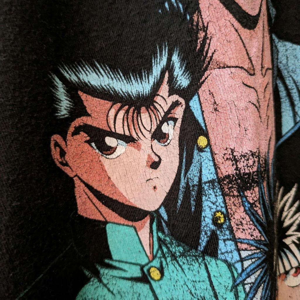 [USED] Excellent Fit! 90s Vintage Yu Yu Hakusho Anime T-shirt by Yoshihiro Togashi, Black, Size 2XL