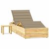 Day and Night - Day and Night Garden Lounger with Impregnated Pine Wood Table and Cushion