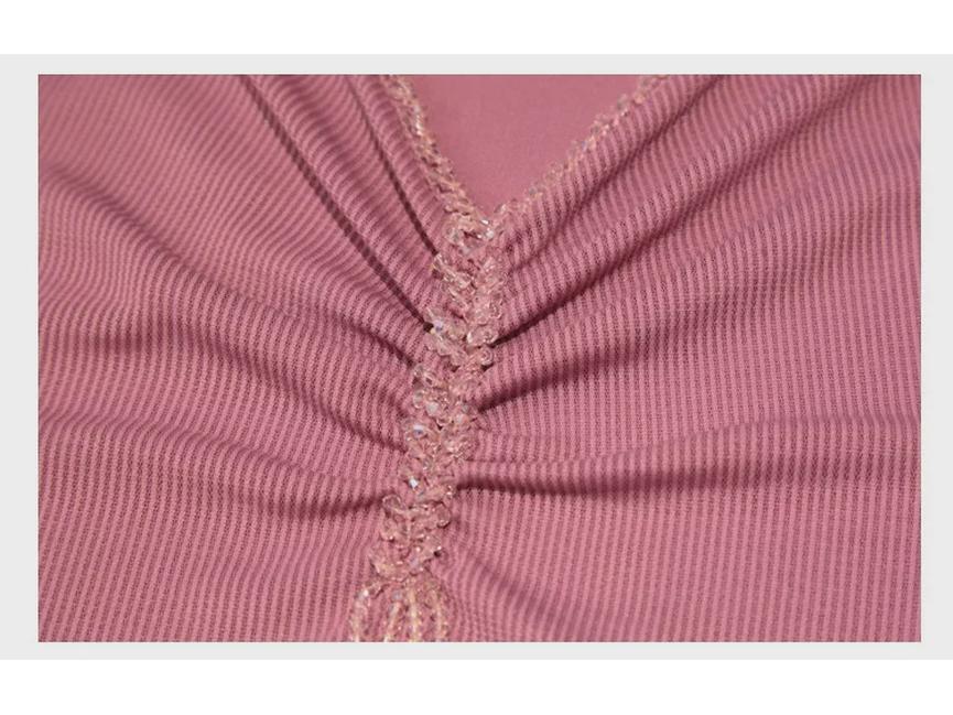 Damen Europäischer Stil Perlen V-Ausschnitt Mesh T-Shirt - Kurzarm, Vielseitig, Modische Sommerbluse