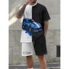 Men's Summer Comfortable Fashionable Colorful Letter Car Pattern 3D Printed 2-piece Set Leisure Sports Style Loose Oversized Breathable Sports Wear