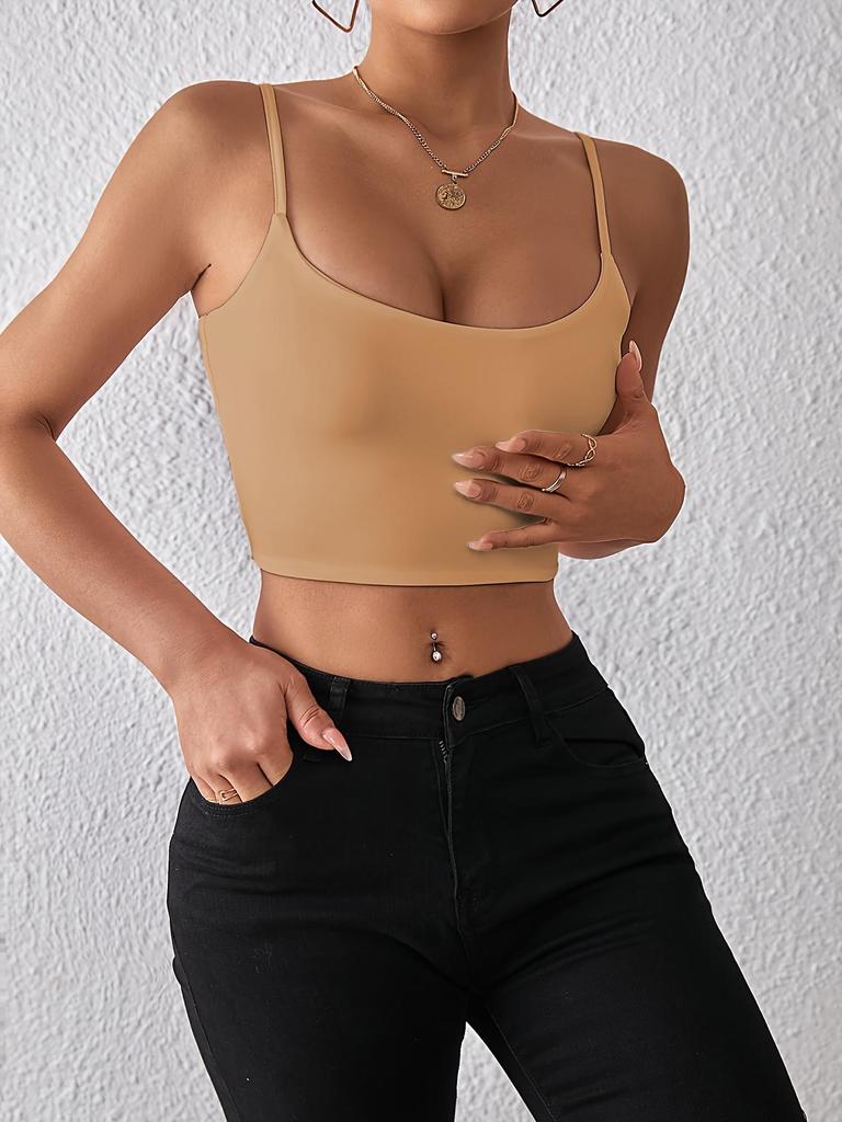 UNIANKIYA Top Donna Con Scollo Quadrato, Maniche Corte, Doppia Fodera, Slim Fit Crop Top, In Misto Poliestere E Spandex, Basic Estate Y2K - 4