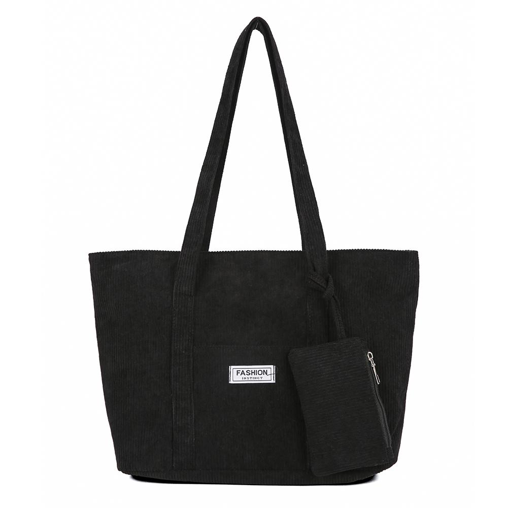 Sac fourre-tout en velours côtelé pour femme, sac à bandoulière