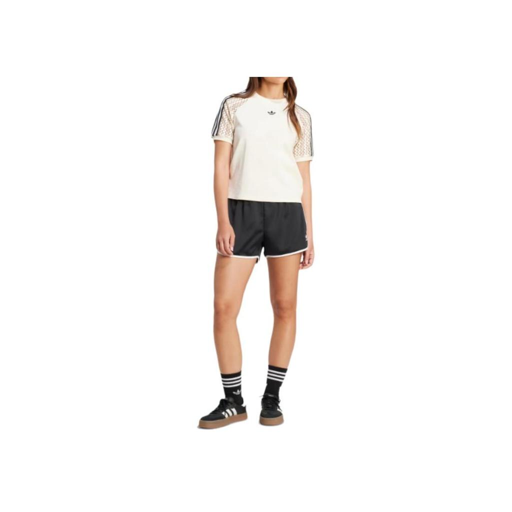 adidas Originals Striped Crew Neck Short Sleeve T-Shirt Women Tops Magical-White KC0770