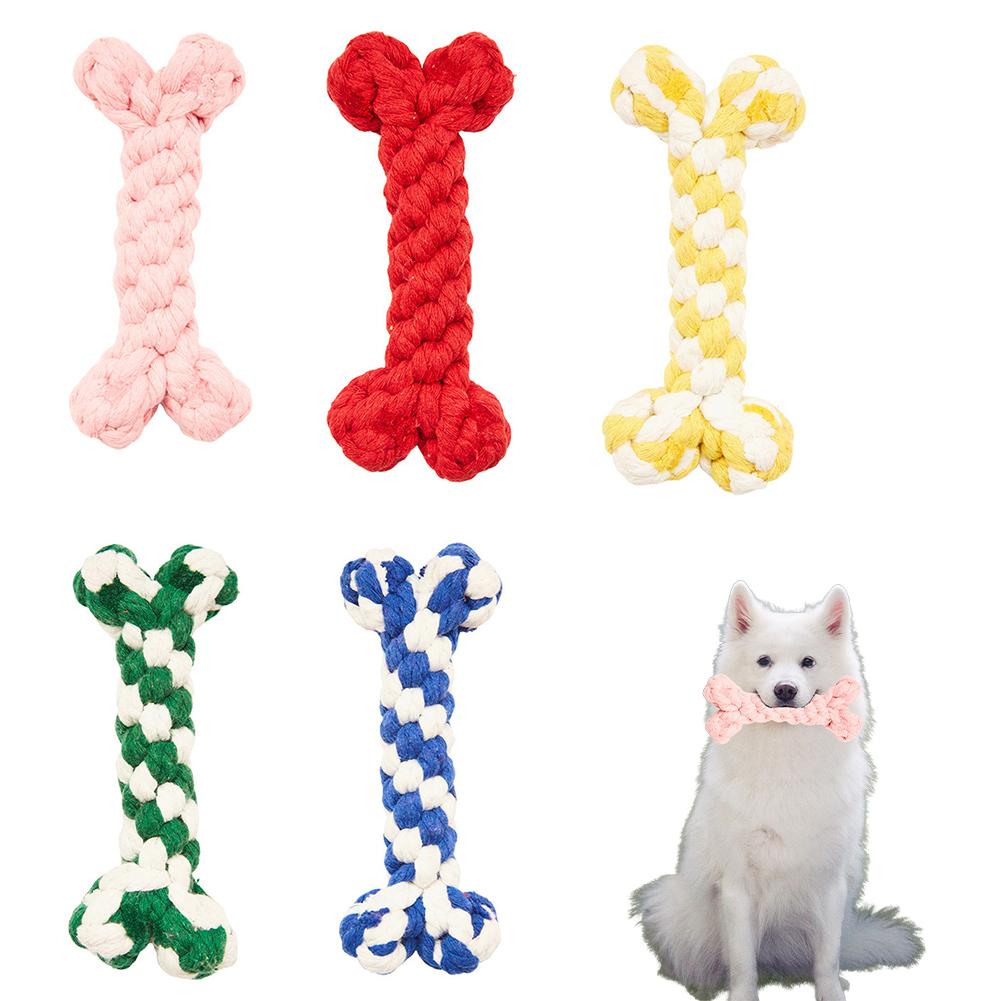 Cotton Rope Dog Toy Bone Shaped Puppy Teething Chew Toy Natural Cotton Thread Braided Rope Toy For Small Dogs Teething Cleaning