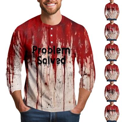 Herren Halloween Print Raglan Dralan Dreiviertelarm Lässiges Oberteil