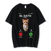 El Gato Is Calling Meme Sad Crying Cat Munchkin Kitty Meme T Shirt Fashion Short Sleeves Oversized Tshirt Streetwear Unisex