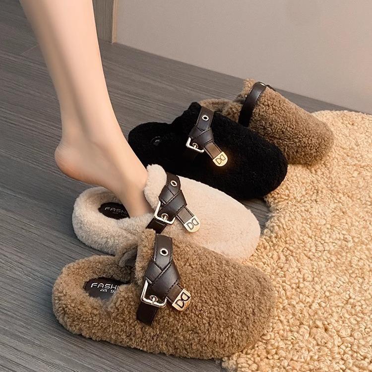 Mao Mao Hausschuhe Damen tragen Internet-Berühmtheiten 2025 Herbst und Winter neu faul vielseitig dicksohlige Taschenkopf warme Baumwollhausschuhe Explosion