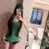 Summer new American sexy Spice Girl wind green U-neck sling vest female slim slim and thin versatile top