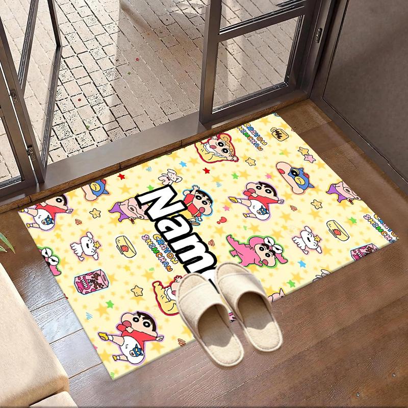 Custom Name Personalized Crayon Shin Print Carpet, Versatile Home Decor Rug, for Playroom, Apartment, Balcony, Entryway, Hallway Gift