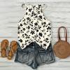 Boho Blumenmuster Ärmelloses Tanktop Leichte Sommer-Freizeitbluse Lockere Passform mit Verstellbaren Trägern für Damen