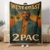 1pc 2PacHip Hop Blanket Soft Lightweight All Season Multi Purpose Throw for Sofa, Bed, Office & Picnics, French Style with Iconic Album Art & Quotes