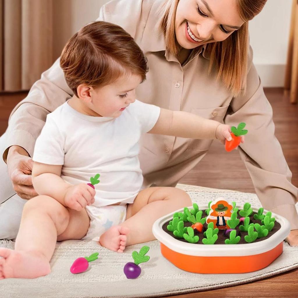 Kids Pull Radish Toy Fun Tabletop Carrot Harvest Game Teaching Aids Shape Sorting Matching Early Education Toys for Babies