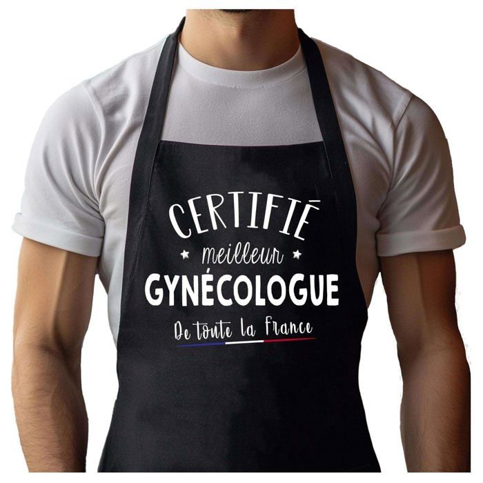 Planetee Tablier Noir Gynécologue Certifié Meilleur de France| Vêtement Blouse de protection pour Cuisine Barbecue, Jardinage