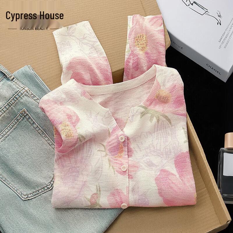 Women s Floral Knit Cardigan One Size