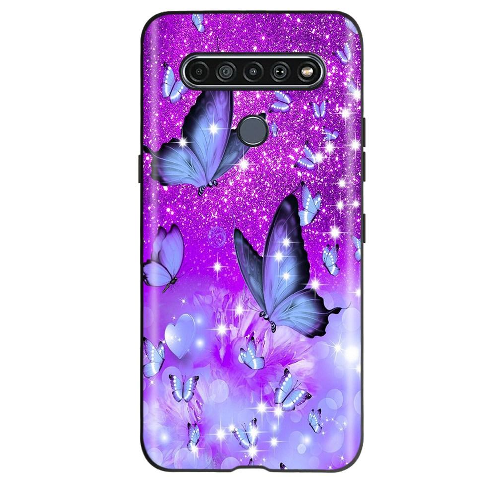 Black TPU Cover For LG K61 2020 CaseCute Cat Pattern Coque For LG K61K 61 LGK61 Luxury Matte Shockproof Protection Etui Bumper