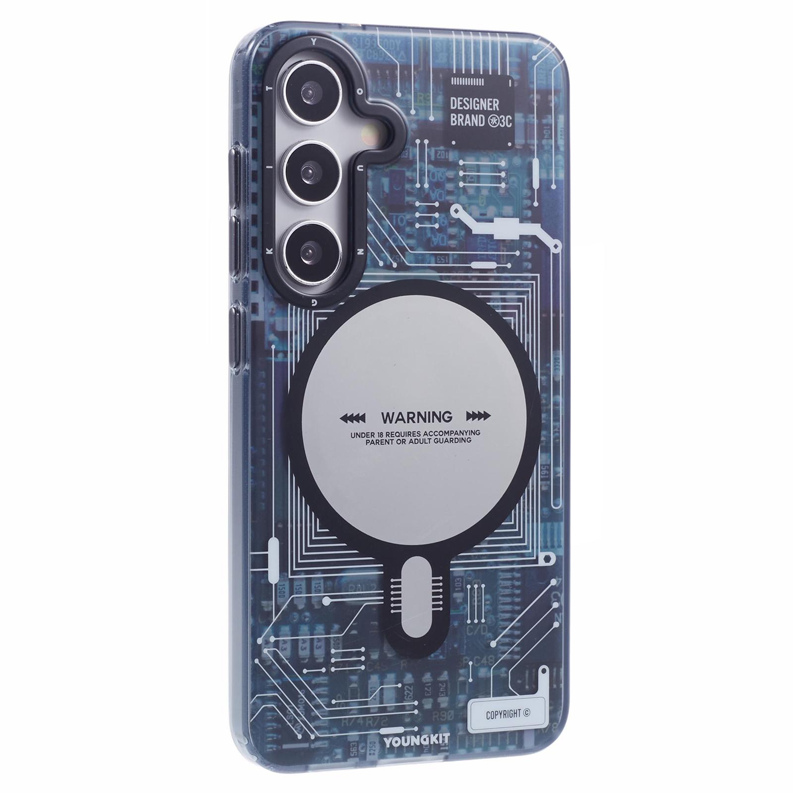 

YOUNGKIT For Samsung Galaxy S25+ Magnetic Case IMD Circuit Board PC TPU Phone Cover Matte Finish Grey