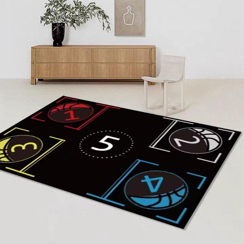 Basketball Theme Carpet Sports Pattern Design Non Slip Floor Mat For Kids Room Gym Decor Large Area Rug