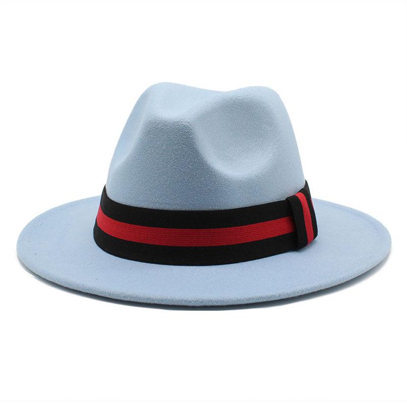 

Ji Nan Ladies Black Wool Jazz Hat Big Eaves Hat Flat Edge Top Hat Czy-054 L（58-60cm） небо синє кольору