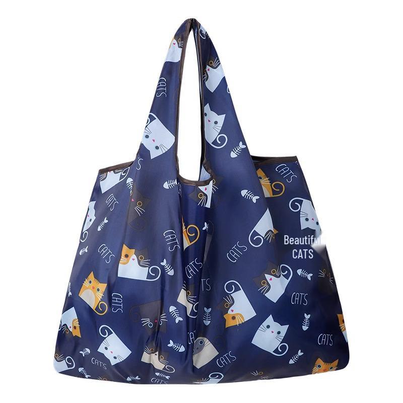 Large Cute Cartoon Foldable Shopping Tote Bag - Eco-Friendly, Portable, and Spacious 