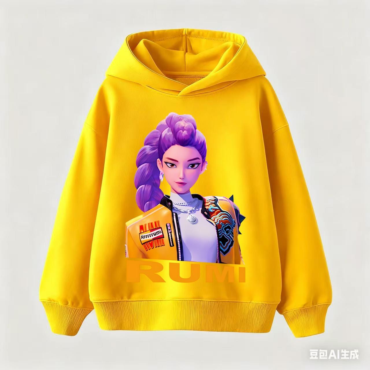 

KPop Demon Hunters Hoodies Baby Girl Boy Clothes Fashion Casual Hooded Sweatshirts K-Pop Demon Hunters Pullover Kids Outfits Gif 160 жовтий