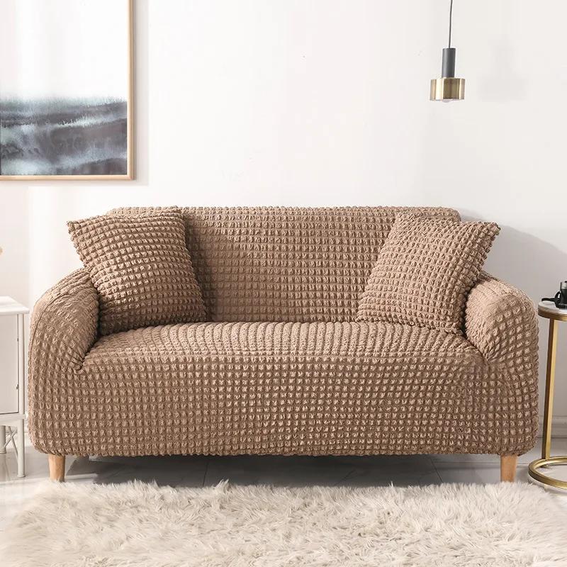 Elastic Sofa Covers for Living Room Geometric ArmChair Knitted Corn Grid Fabric Sofa Slipcovers Chair Protector Home Decor
