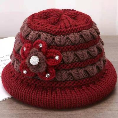 Cappello invernale da anziana da donna cappello caldo lavorato a maglia da nonna per mezza età e anziani con filato di lana spesso cappello a cloche cappello da vecchia signora