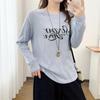 2026 Spring Plus Size Women's Long Sleeve Printed Round Neck Casual T-shirt