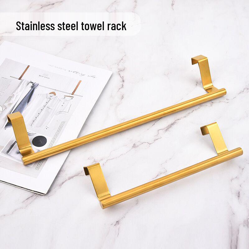 Wall-Mounted No-Drill Towel Rack, Stainless Steel Hanger for Cabinets and Doors
