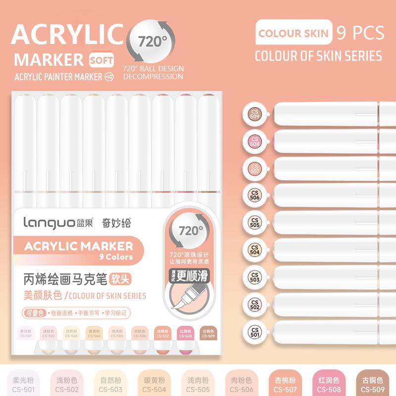 9 Farben/Set Bunte Acrylfarbe Kunstmarker Stift DIY Graffiti Zeichenstifte Für Notizbuch Tagebuch Schreiben Malen Schreibwaren
