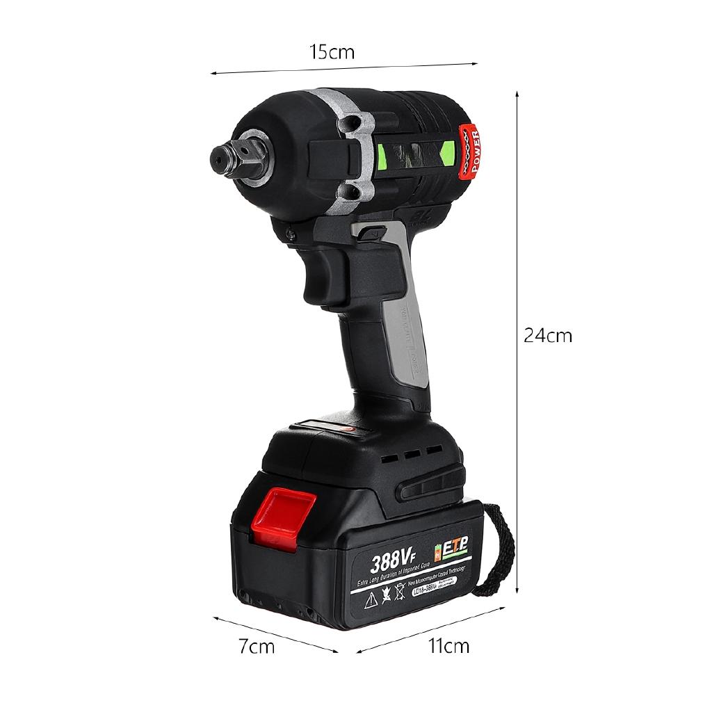 388VF 630N.m Cordless Electric Brushless Wrench Rechargeable 19800mAh Li Battery Torque Guns LED light Socket Wrench Tools