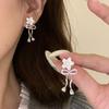 Diamond-set Flower Bow Pearl Stud Earrings Light Luxury Earrings Elegant Temperament Versatile Earrings Wholesale