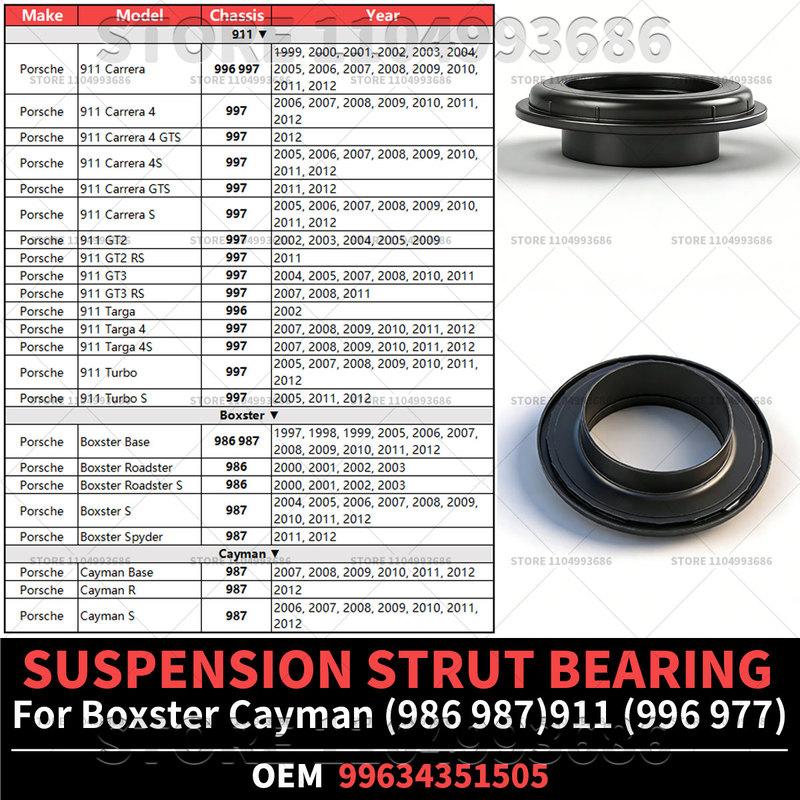 For Porsche 1997-2012 Boxster Cayman (986 987) 1999-2012 911 (996 997) SUSPENSION STRUT BEARING OEM 99634351505 99634351504