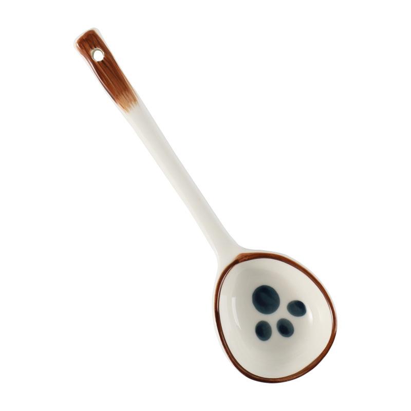 Kawaii Strawberry Ceramic Soup Spoon Cute Ice Cream Hand Painted Coffee Dessert Long Handle Spoon Kitchen Accessories