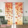 2PCS Digital Printed Curtains, Full of Autumn Leaves Pattern, Beautiful Window Drapes for Living Room Bedroom Home Decor