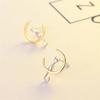 VENTFILLE Silver Gold Color Moon Cute Cat Earrings for Women's Pearl Moonstone Opal Jewelry Gift 925 Stamp Dropship Wholesale