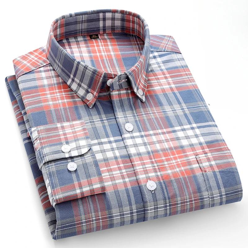 New In Shirt Plus Size 7XL Long-sleeve Shirts for Men 100%cotton Oxford Slim Fit Formal Plain Shirt Fashion Korean Plaid Clothes