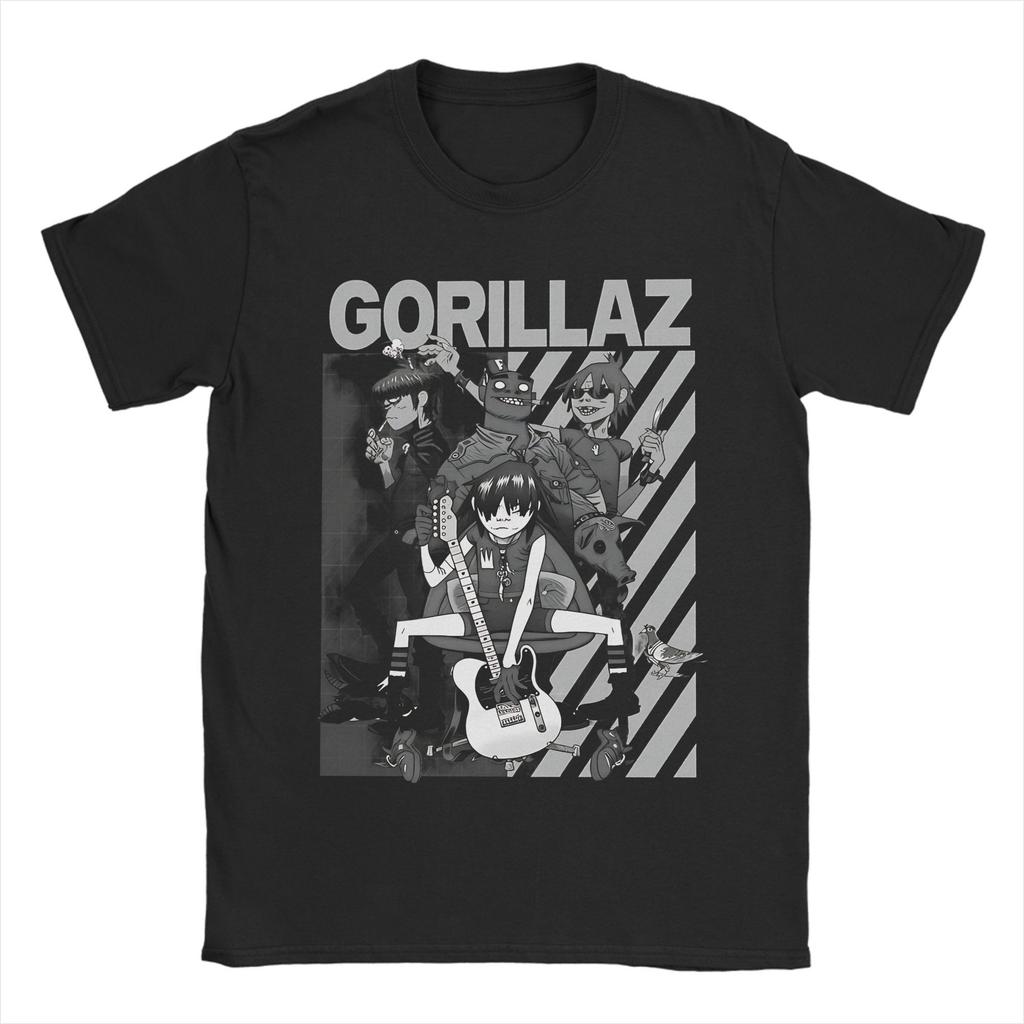 Printed Tshirt of The Rock Band Gorilaz Suitable for Both Unisex and Women Casual Shortsleeved Clothing