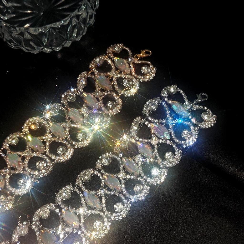Geometric Rhinestone Choker Necklace for Women - Shiny, Versatile, European & American Style