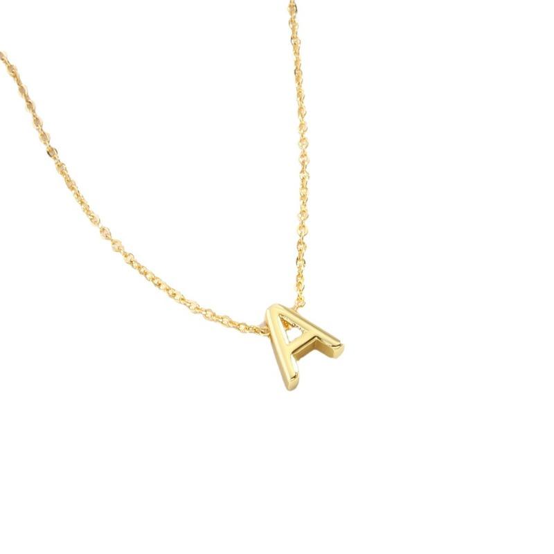 26 Large Capital English Letter Necklace Polished Smooth Hole-Punched Pendant Fine Chain Women's Item