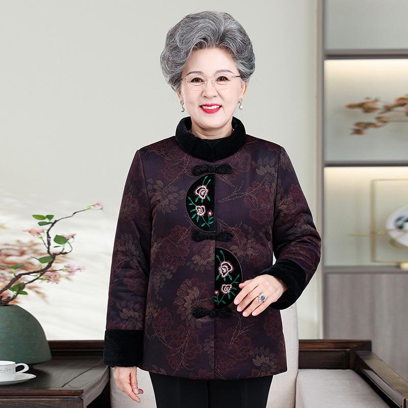 Warm Autumn-Winter Coat for Middle-Aged and Elderly Women - Plus Velvet, Cotton Jacket