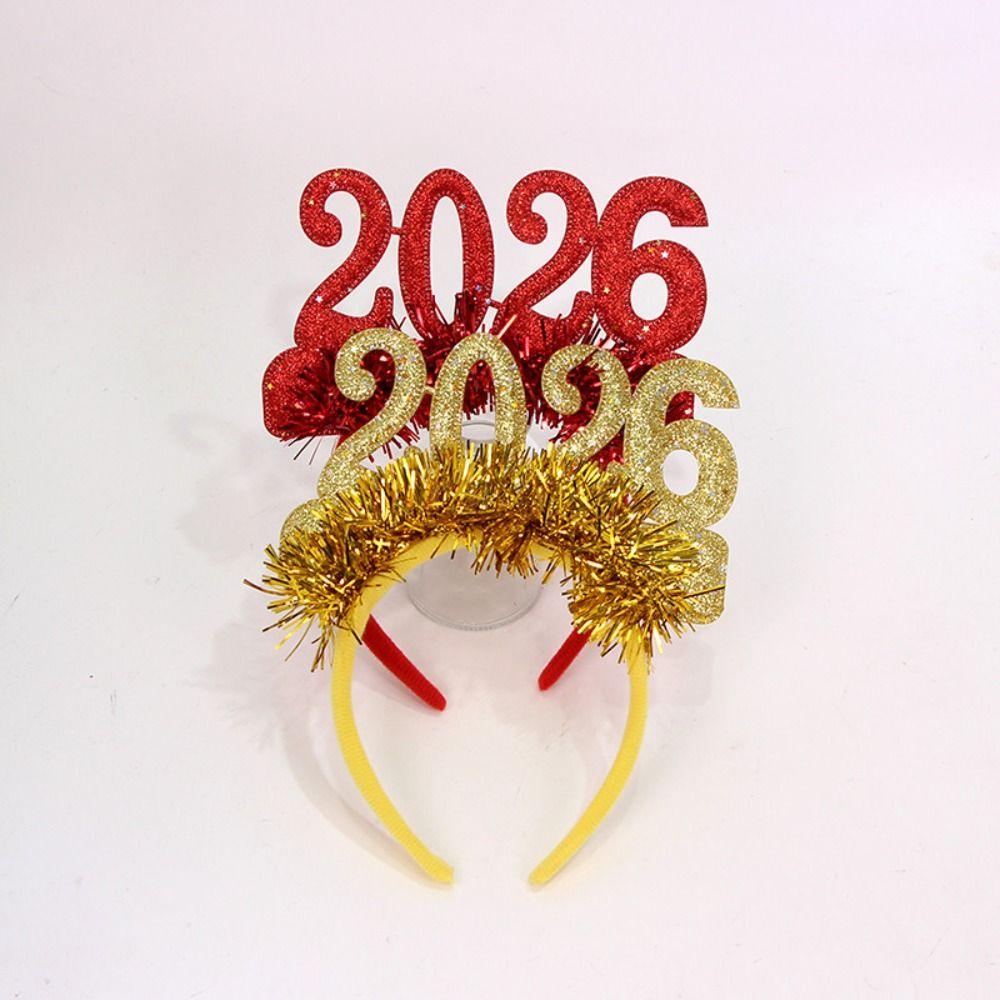 Sequin Christmas Headpiece Sweet Glitter Hair Hoop 2026 Happy New Year Headband New Year Dress Up