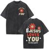 2026 Christlich Religiös Jesus Vergib ihnen Vater Bibelvers Vintage Säuregewaschenes T-Shirt Herren Damen Mode Übergroßes T-Shirt Streetwear Kurzarm