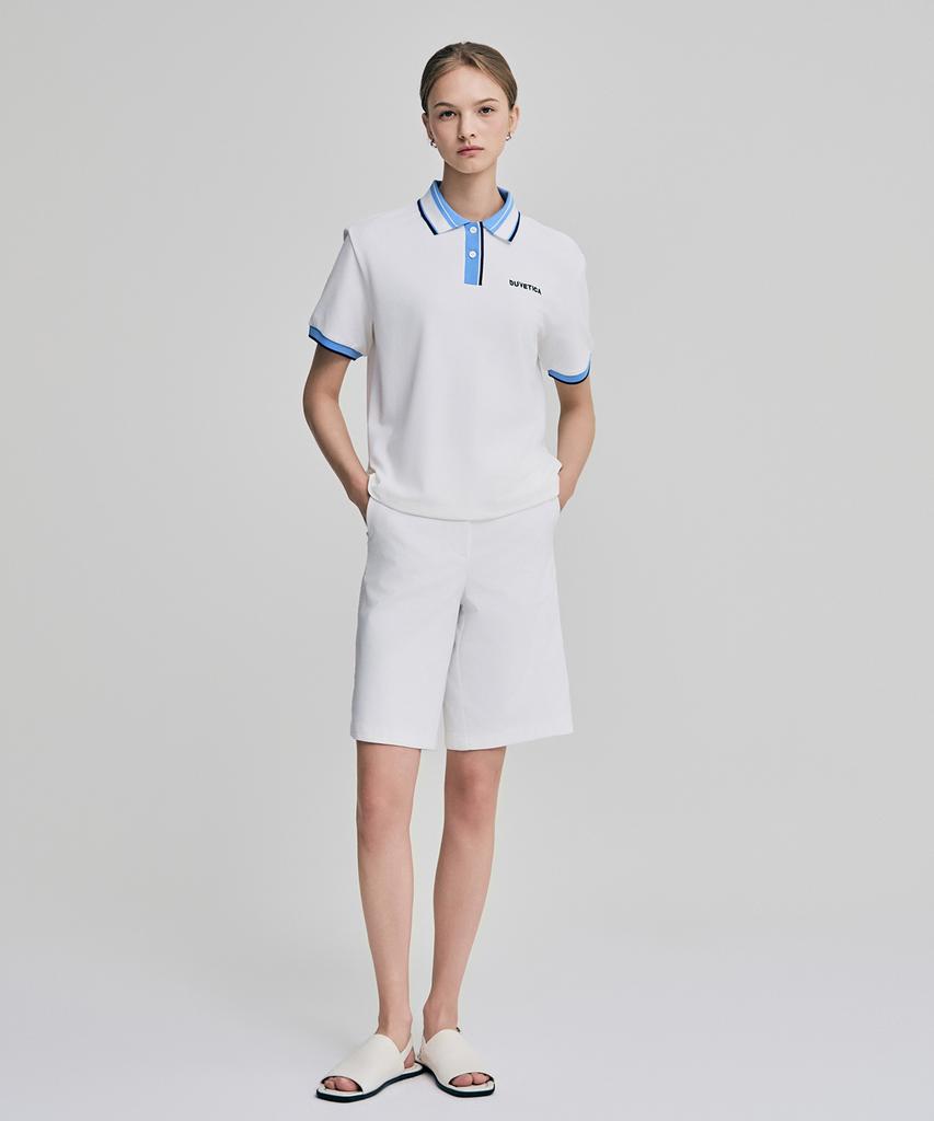 DUVETICA Bolsover (Light Ivory) (Women'S Short-Sleeve Collared T-Shirt)