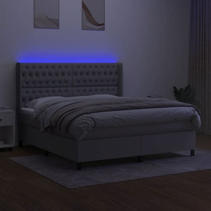 VidaXL Slat Bed Base with Mattress and LED, Upholstered Bed, Double Bed, Adult Bed for Interior Bedroom, 3138565