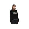Vans Logo Daisy Embroidery Crew Neck Pullover Long Sleeve Sweatshirt Women Tops Black VN0A7Q1JBLK
