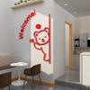 Self-adhesive Welcome Bear Stickers Artwork Bear Signs Ornaments Welcome Wall Decal  Milk Tea Shop