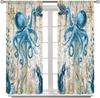 Octopus Curtains Ocean Animal Coral Nautical Map Starfish Sealifes Beach Theme Pattern Window Drapes Bedroom Kitch Curtain For Sleeping Area Polyester